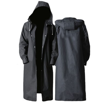 Adult Long Raincoat Men Women Impermeable Rainwear EVA Blac