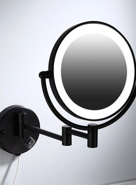 Makeup Mirrors Black Painting LED Wall Mount Extending Foldi