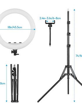 18 Inch LED Ring Light Photography Lamp Set Stepless with T