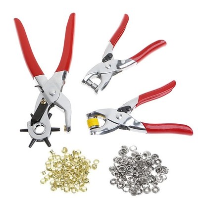 3Pcs Revolving Leather Hole Punch Plier Kit with Eyelets Gro