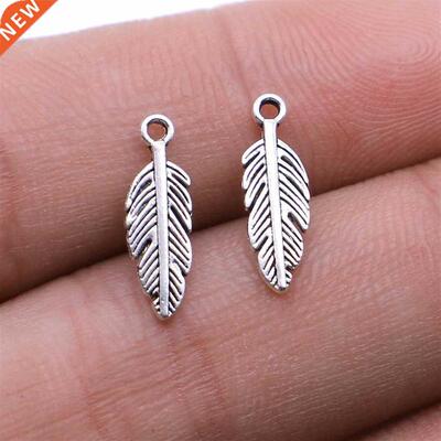 WYSIWYG 40pcs/lot Feather Chms Pendant DIY Metal Jewelry M