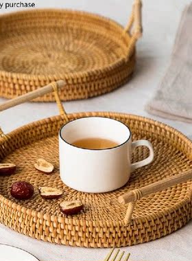 Handmade Rattan Storage Sort Out Basket Cake Dessert Tray