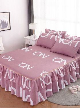 3pcs  Elegant Double Layer Bed Skirt Polyester Bedspread Bed