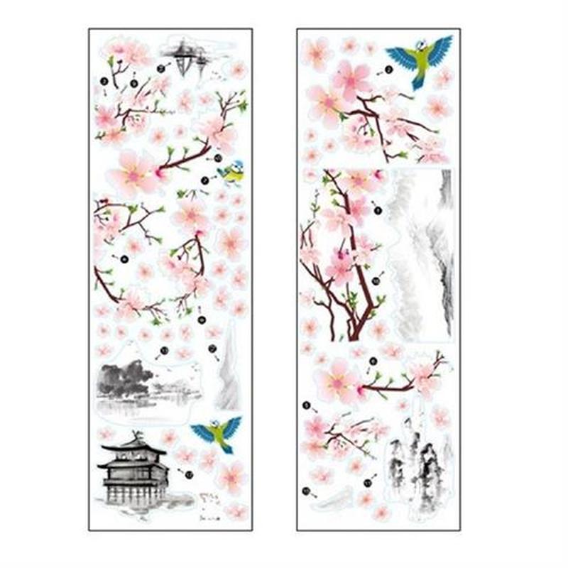 2pcs/set Bedroom Home Decoration Flower Bird Wall Stickers