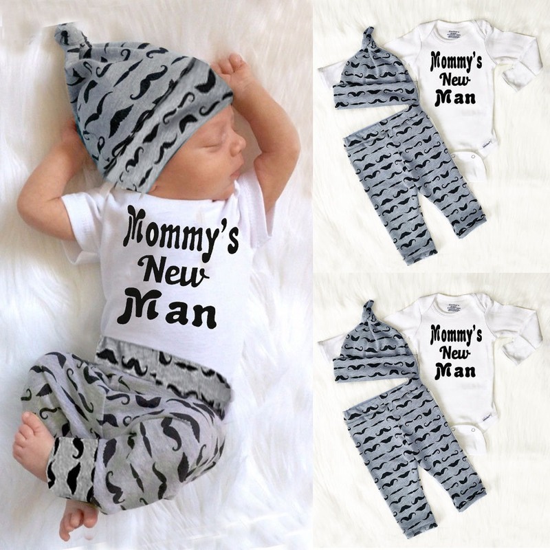 Cute 3PCS Set Newborn Baby Boy Clothes Lovely Mommy&