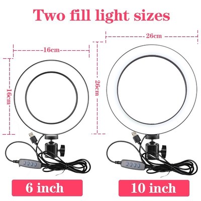 6/10inch Led Ring Light Profissional Selfie Ringlight Makeup