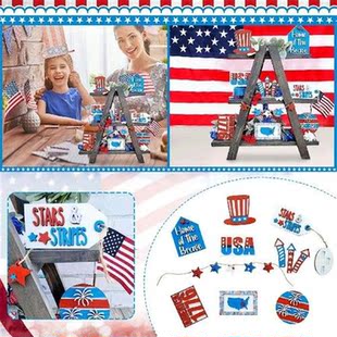 10 Pcs 4th Of July Tiered Tray Decor Independence Day 4th