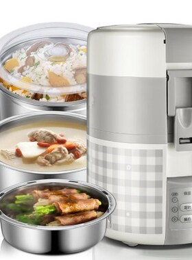 220V Portable Electric Lunch Box Stainless Steel hree-layer