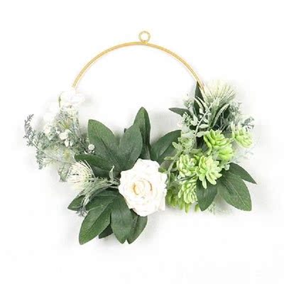 30cm Artificial Rose Succulent Wreath Living Room Door