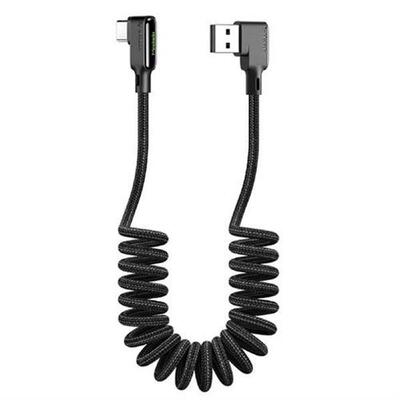 3A Retractable Spring Fast Charging USB Type C Cable LED