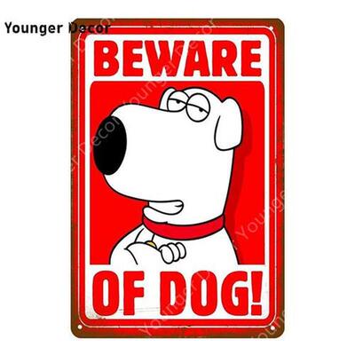 Warning Attention Dogs Beware Vintage Metal Tin Sign Guard P