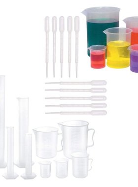 10Pcs Plastic Graduated Cylinders And Plastic Beakers Clear