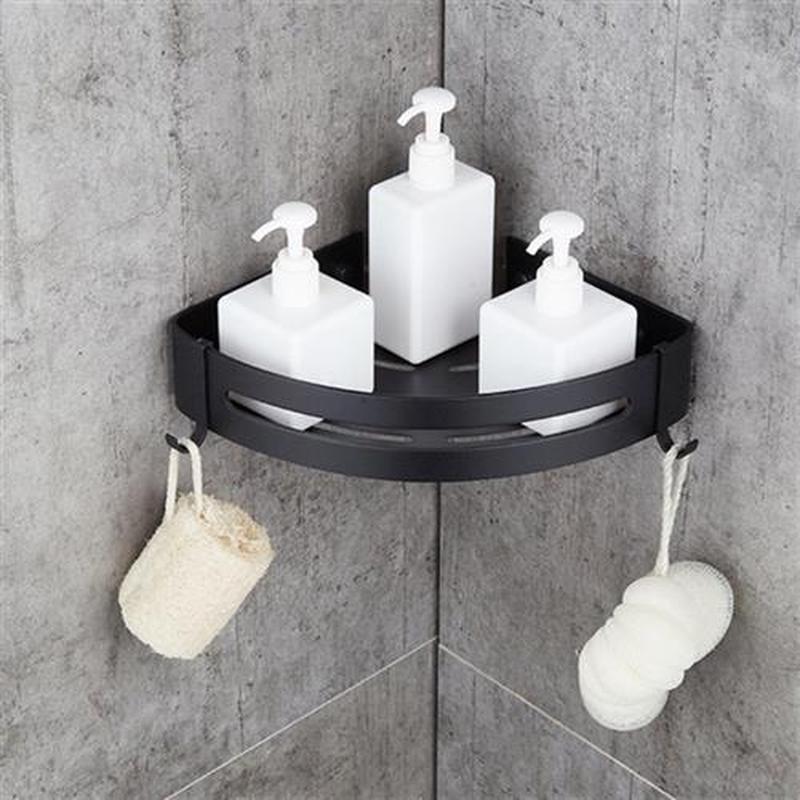 Bathroom Corner Shelf Triangular Toilet Rack Organizer Drain