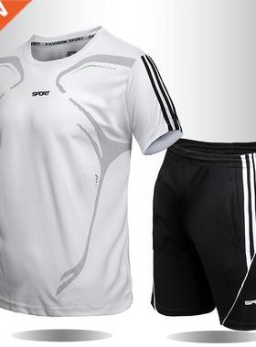 summer man men sport gym fitness suit wear clothes set 2pcs