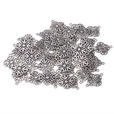 50pcs Alloy Filigree Flower Charms Pendant Retro Mix For