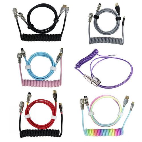Type-C USB Mechanical Keyboard Aviator Cable Coiled Aviation