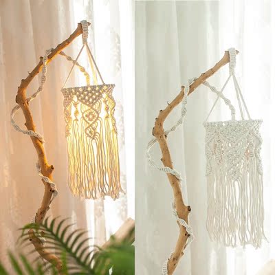 Boho Macrame Lantern Lamp Shade Hanging Cotton Rope Pendant