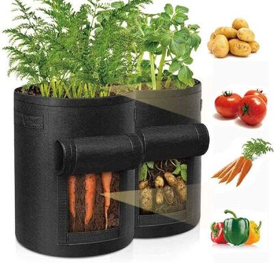 2PC Round Fabric Pots Plant Pouch Container Bag Aeration