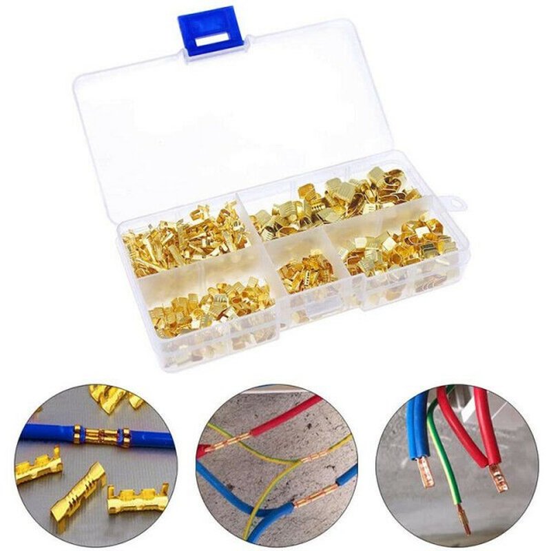 500Pcs U Shape Copper Terminals Crimp Kit Non-Insulated Asso
