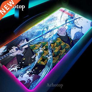 Anime Demon Slayer Mousepad Gaming Mouse Pad RGB LED Gamer M