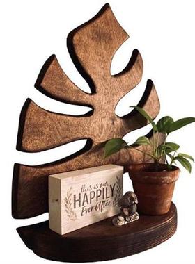Floating Shelf Monstera Leaf Shaped Wooden Wall Shelves