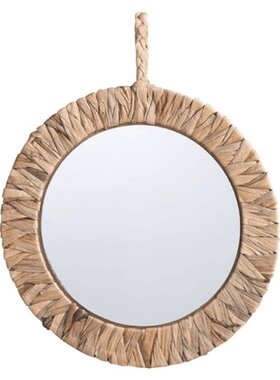 2022 New Pastoral Style Wicker Round Makeup Mirror Rattan Wa