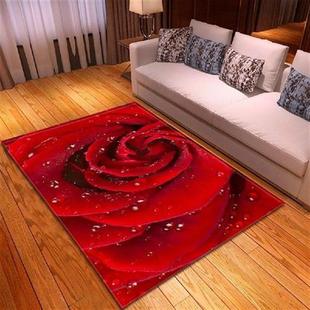 3D Red Rose Flower Sofa Corridor Floor Carpet Modern Home