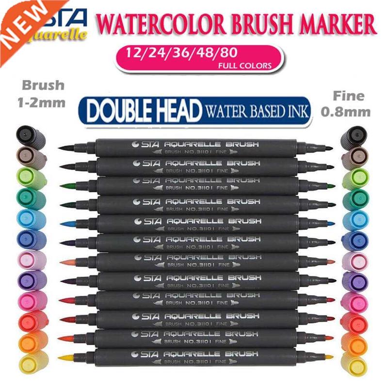 STA 80 Colors Watercolor Brush Pen Set Aquarelle Markers Do