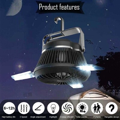 Emergency LED Tent Fan Portable USB Rechargeable Multifuncti