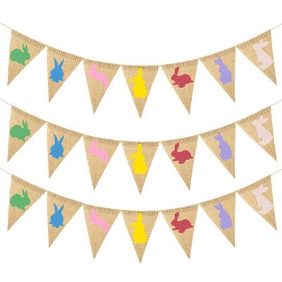 Easter Rabbit Hanging Bunting Flag Bunny Banner Garland Line