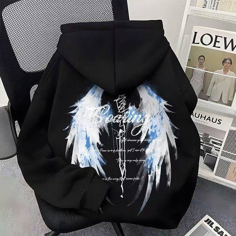 美式街头翅膀印花连帽款卫衣男童秋冬高街加绒中大童复古外套,童装/婴儿装/亲子装,T恤,淘宝优惠券,粉丝福利购,淘宝优惠卷