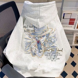 名侦探柯南怪盗基德印花秋冬连帽男中大童动漫卫衣二次元加绒上衣