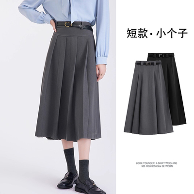 西装半身裙女小个子百褶裙长款