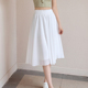 白色半身裙大码 胖mm遮肚女装 中裙膝盖60cm70cm小个子白裙雪纺裙子