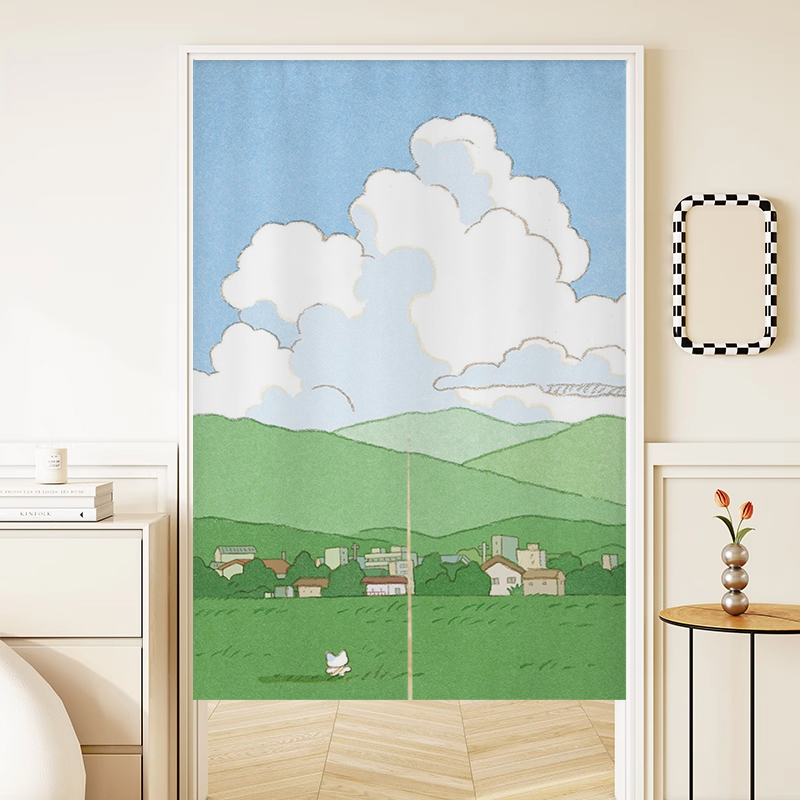 小清新油画门帘卧室房间家