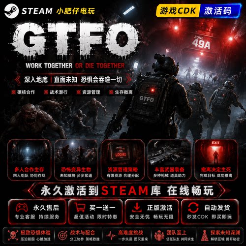 Steam正版 GTFO 国区全球区CDK家庭入库包更新 正版多人联机 租号