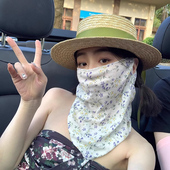 遮脸面纱口罩护颈脖子 防晒面罩全脸开车骑行女薄款 新款 小碎花夏季