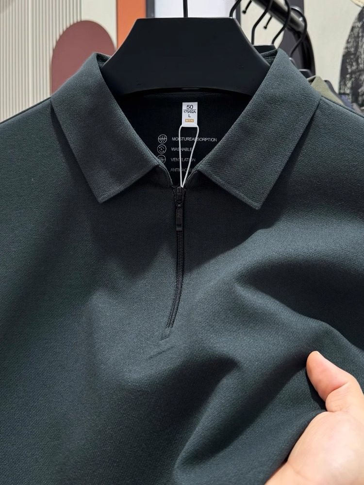 BOZZ BURY~婴儿笈面料！翻领羊毛polo衫男春秋桑蚕丝拉炼长袖t恤,男装,秀禾服,淘宝优惠券,粉丝福利购,淘宝优惠卷