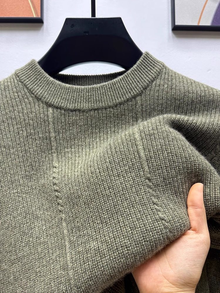 BOZZ BURY~精选 100羊毛！纯羊毛衫男冬季保暖纯色提花圆领针织衫,男装,秀禾服,淘宝优惠券,粉丝福利购,淘宝优惠卷