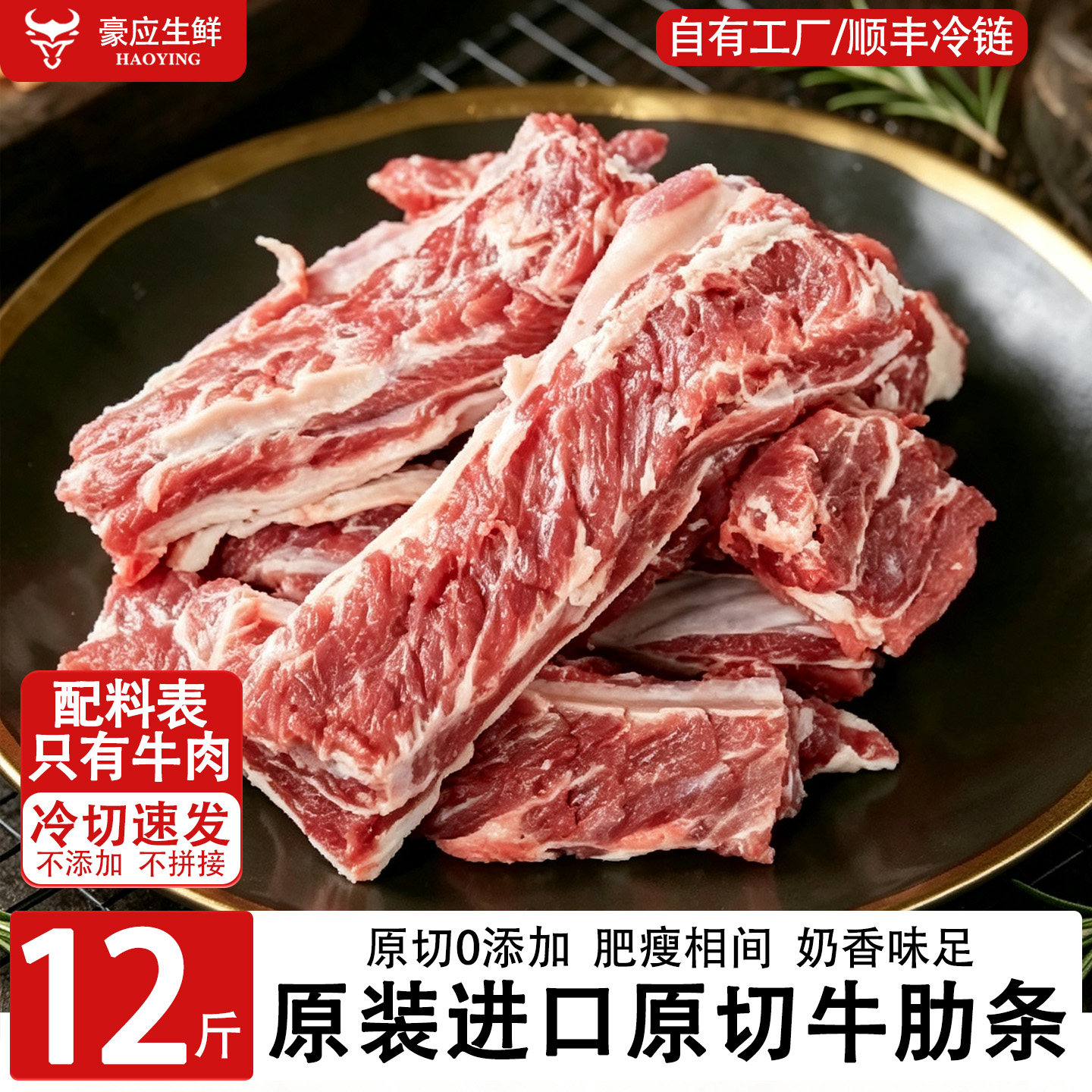 豪应进口生鲜牛肋排条草饲牛肉