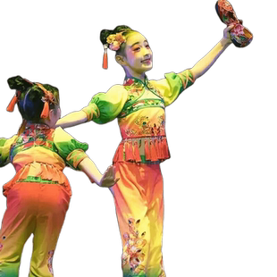 小荷风采红红的花花鞋儿童演出服装六一喜庆舞蹈中国风秧歌表演服