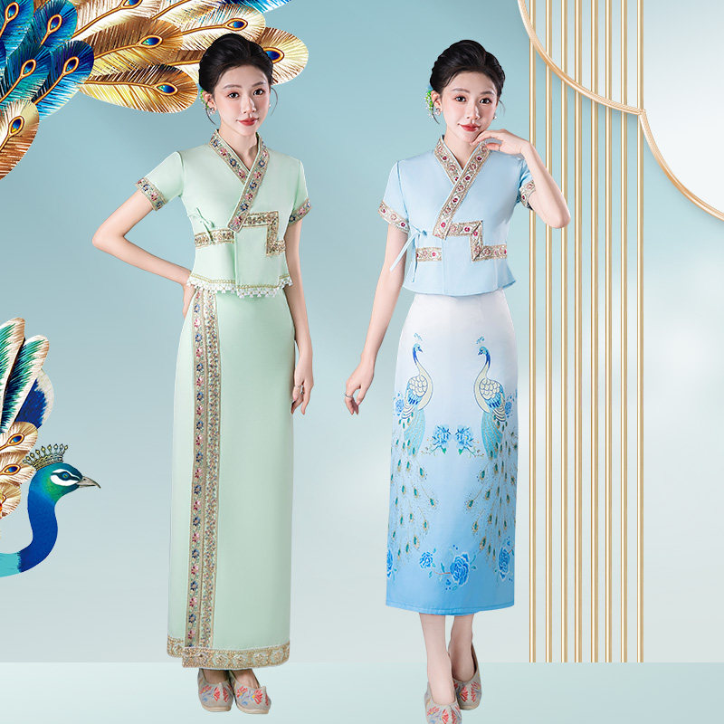 云南傣族舞蹈服装成人艺考西双版纳少数民族女士壮族葫芦丝演出服