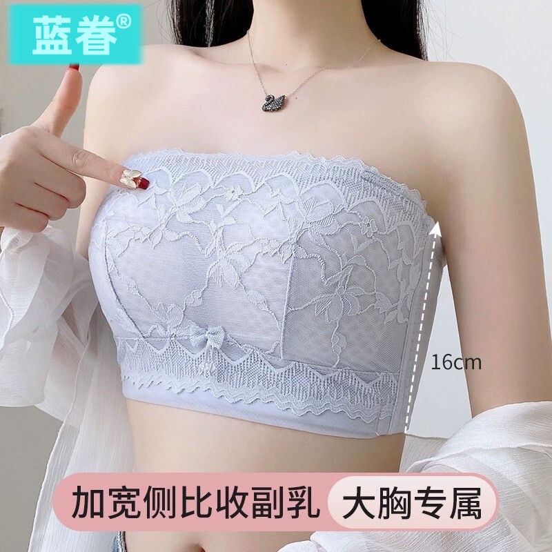 夏季薄款无肩带内衣女聚拢防滑裹胸性感抹胸无钢圈大胸显小文胸罩