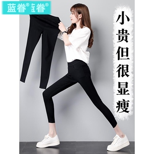 黑色打底裤女2025新款夏季薄款外穿小脚裤紧身铅笔高腰小黑裤春秋