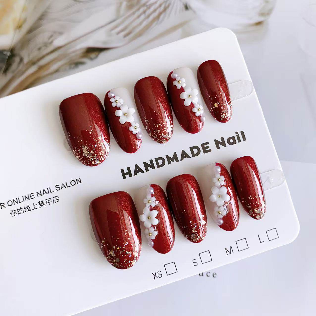 新年红色战甲纯手工穿戴甲短款美甲片高级感显白2026新款【798】,彩妆/香水/美妆工具,穿戴甲/甲片,淘宝优惠券,粉丝福利购,淘宝优惠卷