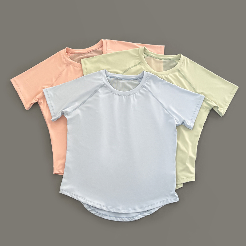 短袖透气运动t恤训练款跑步宽松夏季纯色性感瑜伽服健身房上衣女