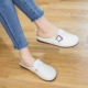女软牛筋底女鞋 新品 头层牛皮平底圆头舒适百搭文艺复古包头拖鞋