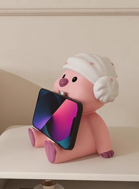 露比手机支架桌面摆件可爱装饰品手机架loopy玩偶小海狸手办礼物