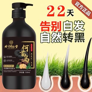 北京同仁堂黑灵芝首乌白发变黑洗发水中老年少白头发转黑发乌发液