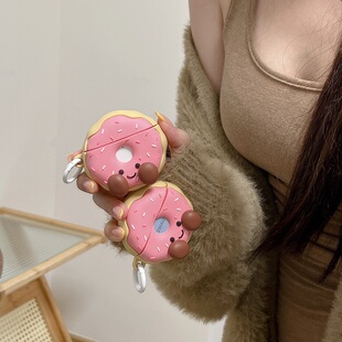 适用华为Freebuds5保护套6i可爱卡通少女心甜甜圈freebuds4e链条freeclip苹果蓝牙耳机壳freebudspro3pro硅胶